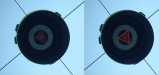1.25" CATSEYE(TM) w/solid red triangle centerspot - Daytime closeup